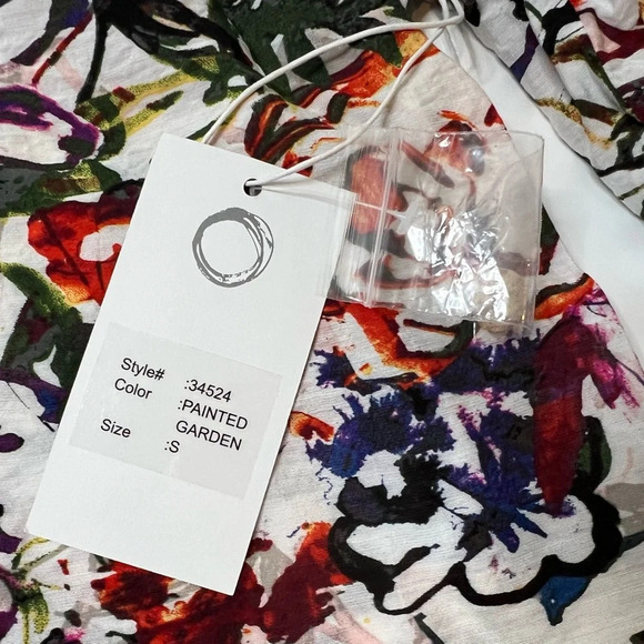 Habitat Multi-Watercolor Button Up Bell Sleeve Tunic Blouse Top Small NEW. 96 - Picture 4 of 5